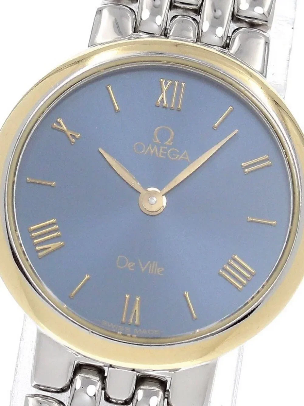 OMEGA De Ville YG bezel Navy Dial Quartz Ladies Watch_963421